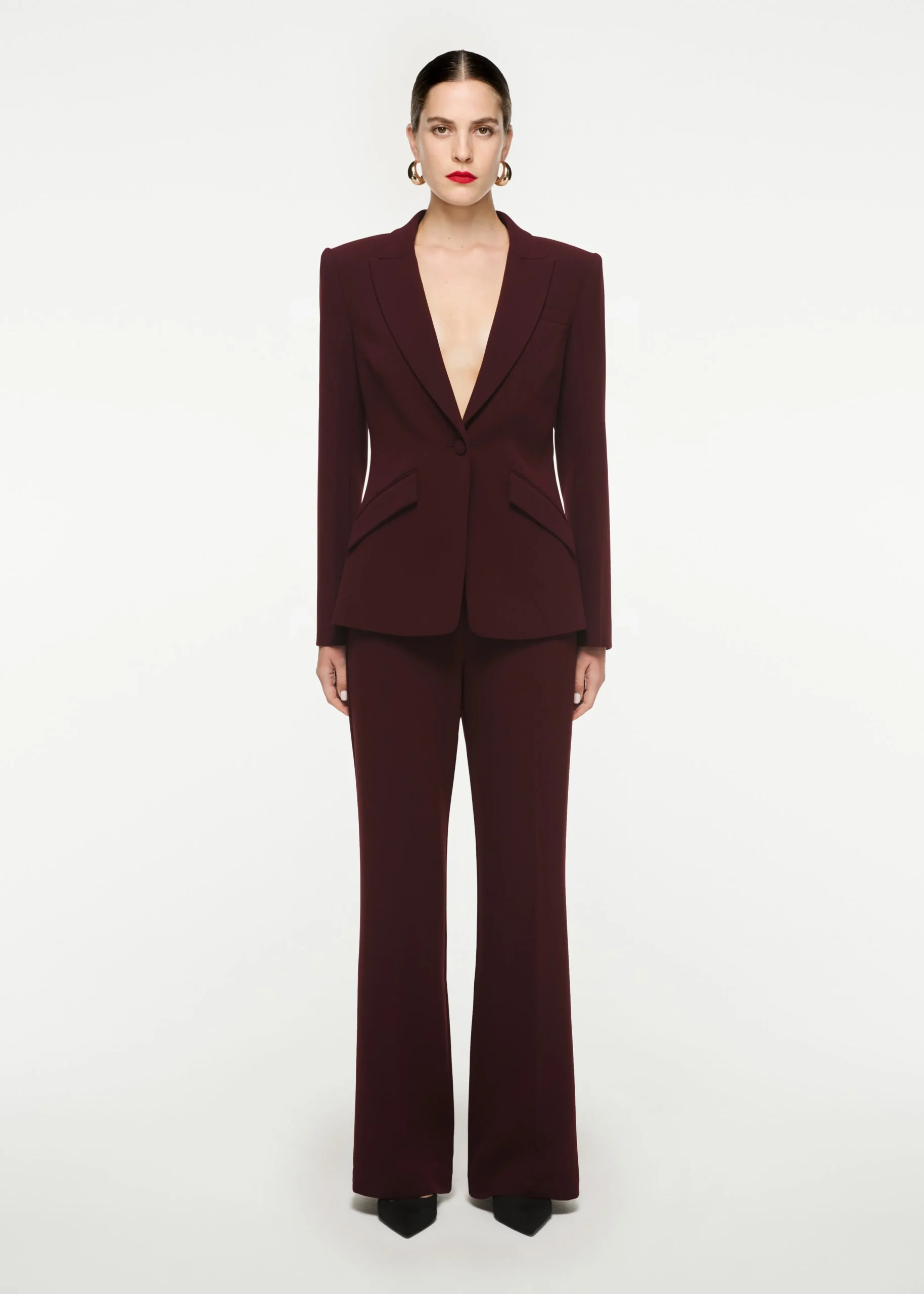 Ready To Wear|Ready To Wear|Ready To Wear Roland Mouret Single Breasted Stretch Cady Blazer Maroon