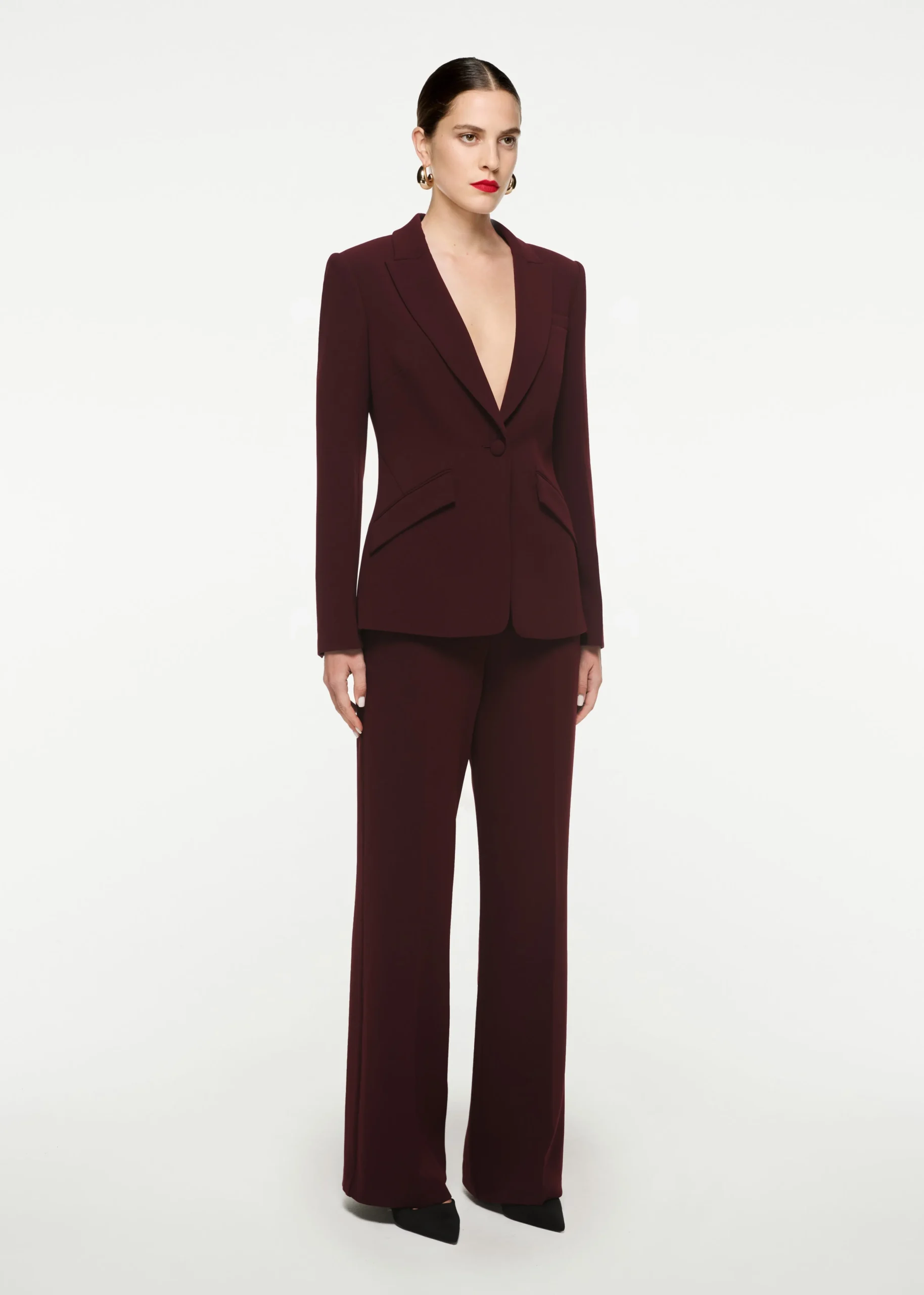 Ready To Wear|Ready To Wear|Ready To Wear Roland Mouret Single Breasted Stretch Cady Blazer Maroon
