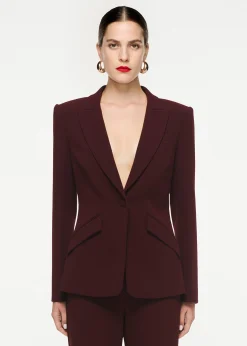 Ready To Wear|Ready To Wear|Ready To Wear Roland Mouret Single Breasted Stretch Cady Blazer Maroon