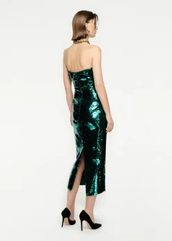 Ready To Wear|Ready To Wear Roland Mouret Strapless Sequin Midi Dress Green