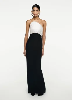 Ready To Wear|Ready To Wear Roland Mouret Strapless Silk Wool Diamante Maxi Dress Black