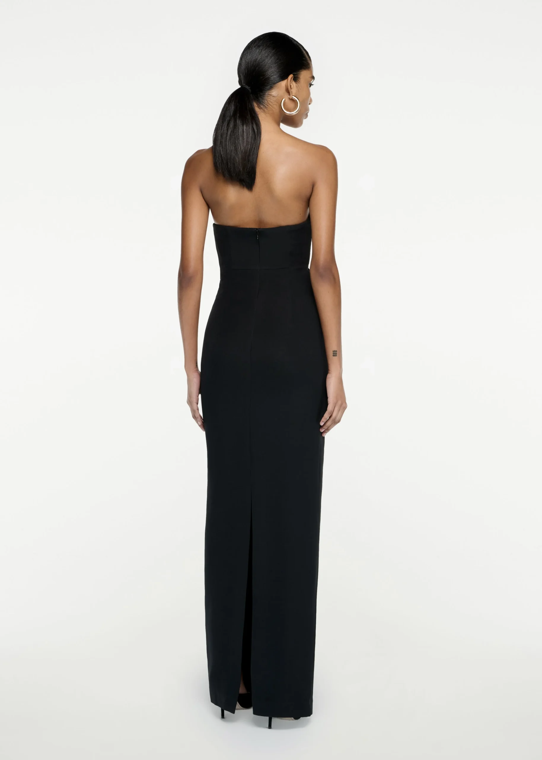 Ready To Wear|Ready To Wear Roland Mouret Strapless Silk Wool Diamante Maxi Dress Black