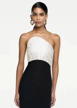 Ready To Wear|Ready To Wear Roland Mouret Strapless Silk Wool Diamante Maxi Dress Black
