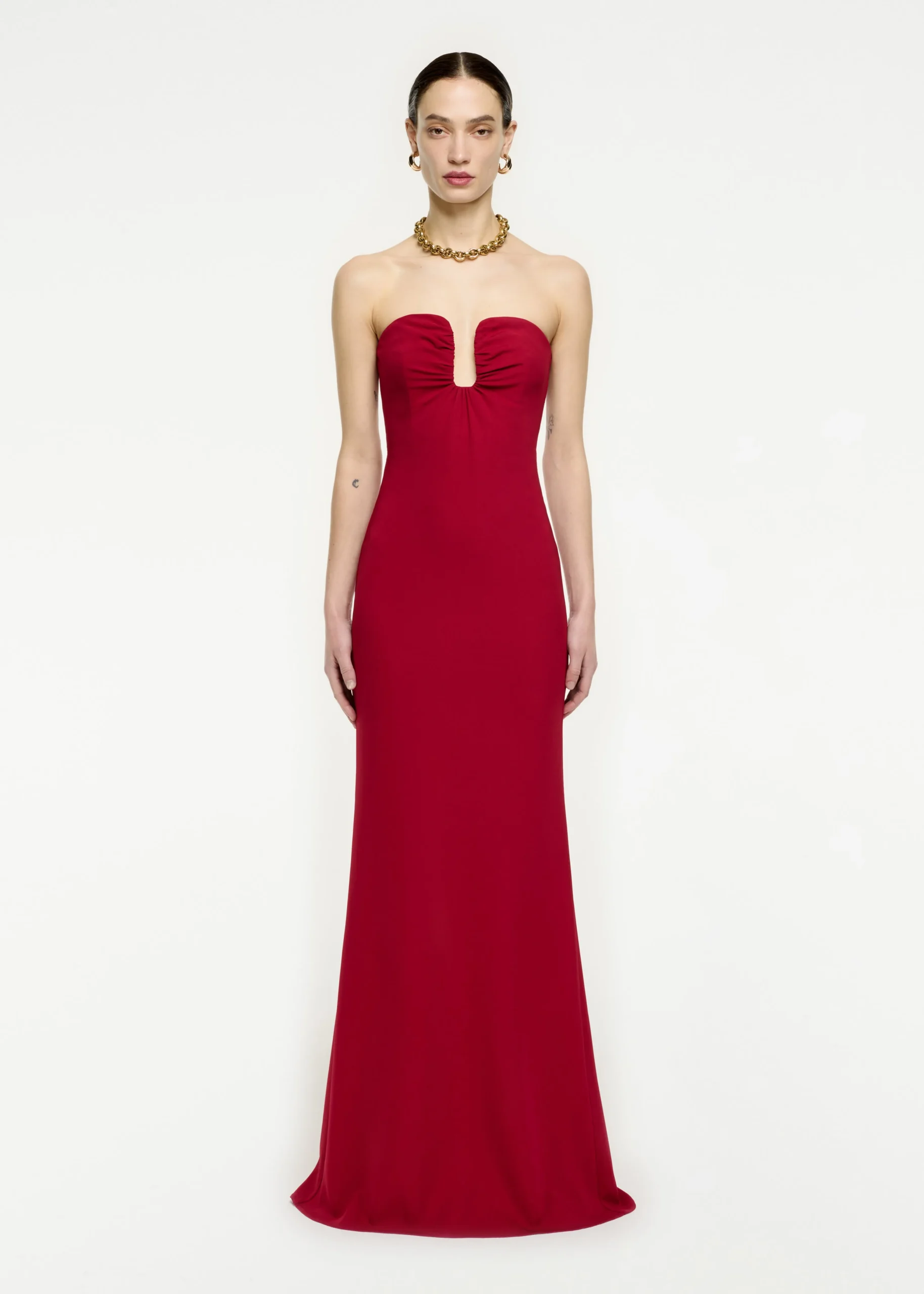 Ready To Wear|Ready To Wear Roland Mouret Strapless Stretch Cady Maxi Dress Red
