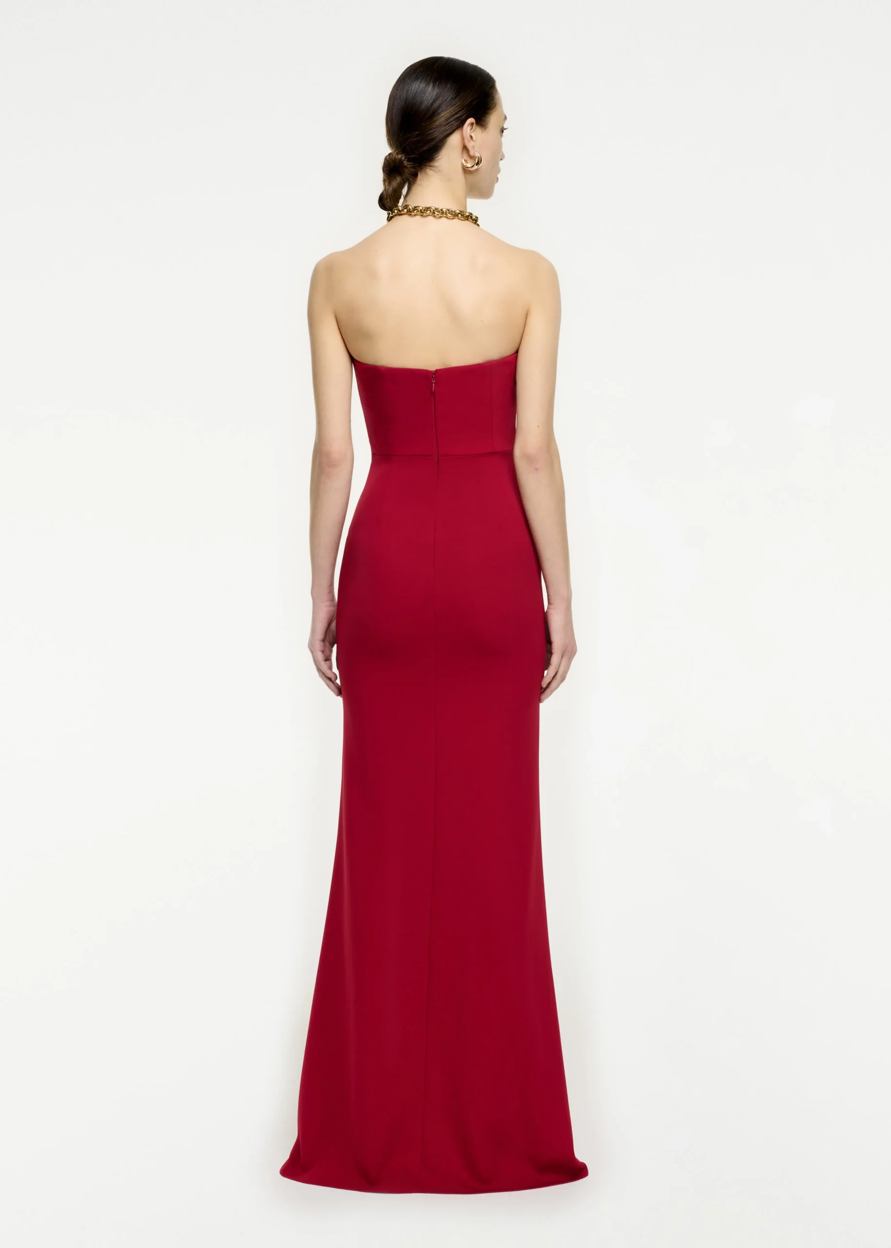 Ready To Wear|Ready To Wear Roland Mouret Strapless Stretch Cady Maxi Dress Red
