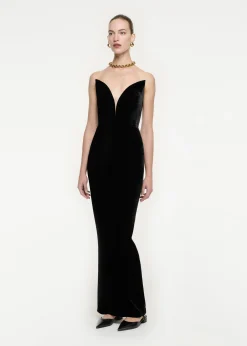 Ready To Wear|Ready To Wear Roland Mouret Strapless Velvet Gown Black
