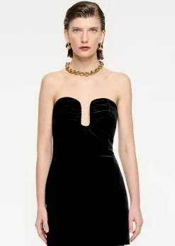 Ready To Wear|Ready To Wear Roland Mouret Strapless Velvet Mini Dress Black