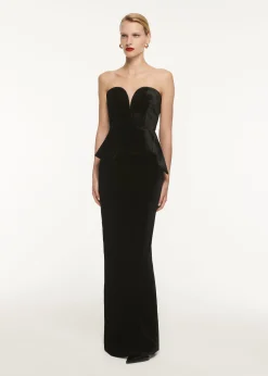 Ready To Wear|Ready To Wear Roland Mouret Strapless Velvet Peplum Gown