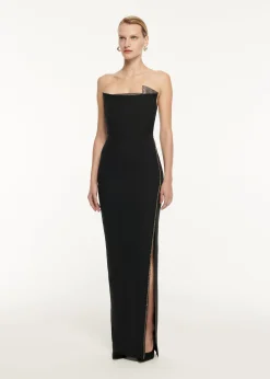 Ready To Wear|Ready To Wear Roland Mouret Strapless Wool Silk Embellished Maxi Dress