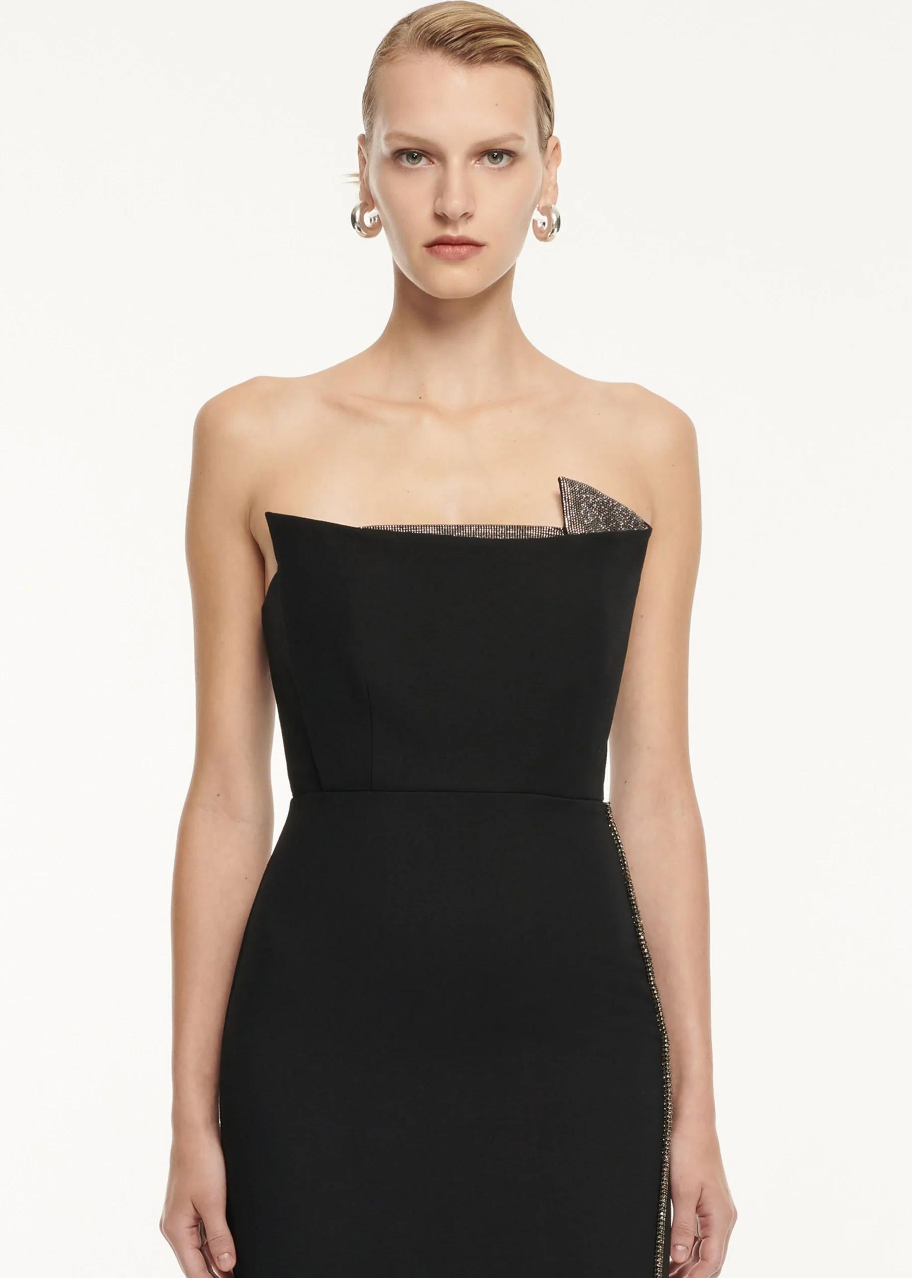 Ready To Wear|Ready To Wear Roland Mouret Strapless Wool Silk Embellished Maxi Dress