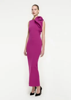 Ready To Wear|Ready To Wear Roland Mouret Structured Drape Knit Maxi Dress Purple