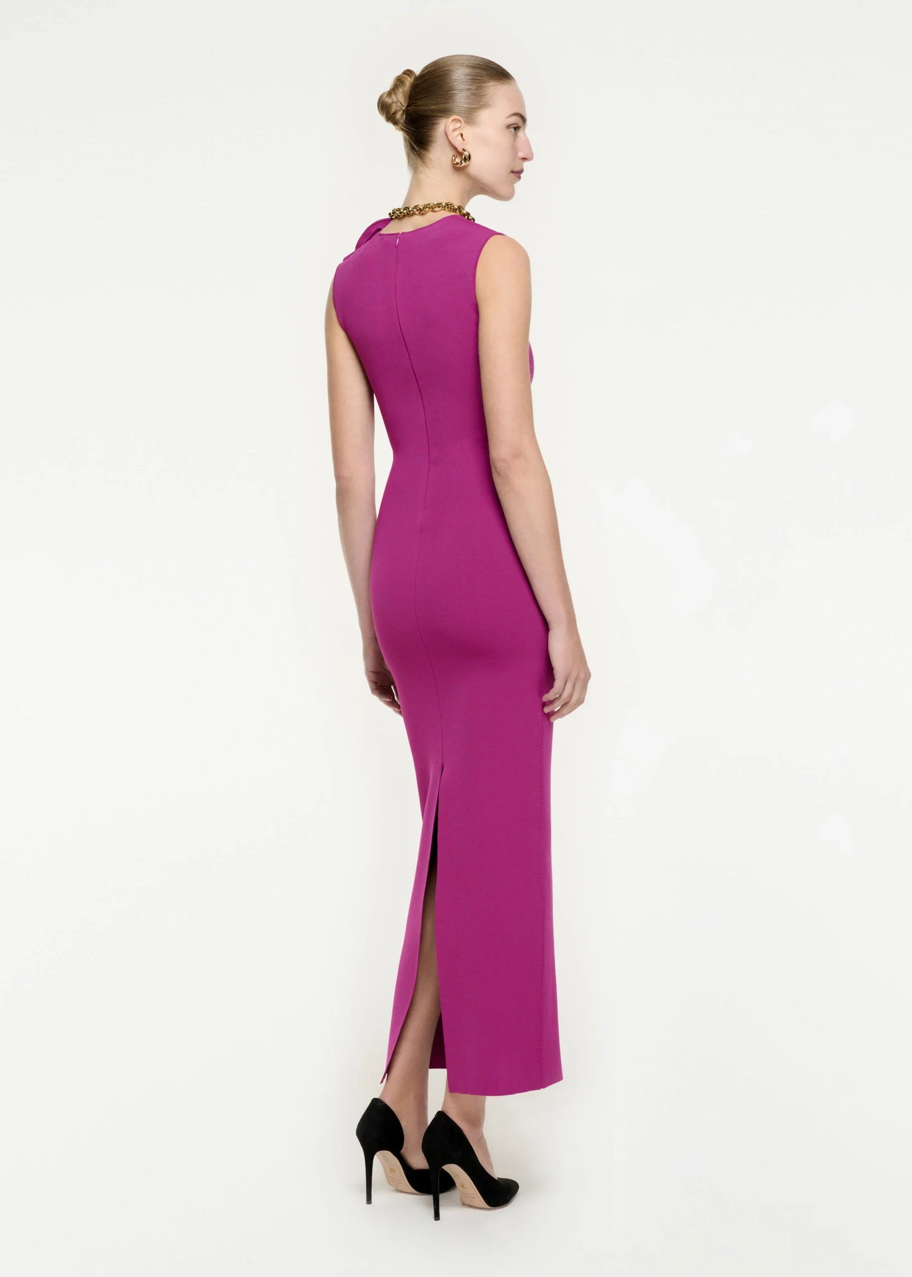 Ready To Wear|Ready To Wear Roland Mouret Structured Drape Knit Maxi Dress Purple