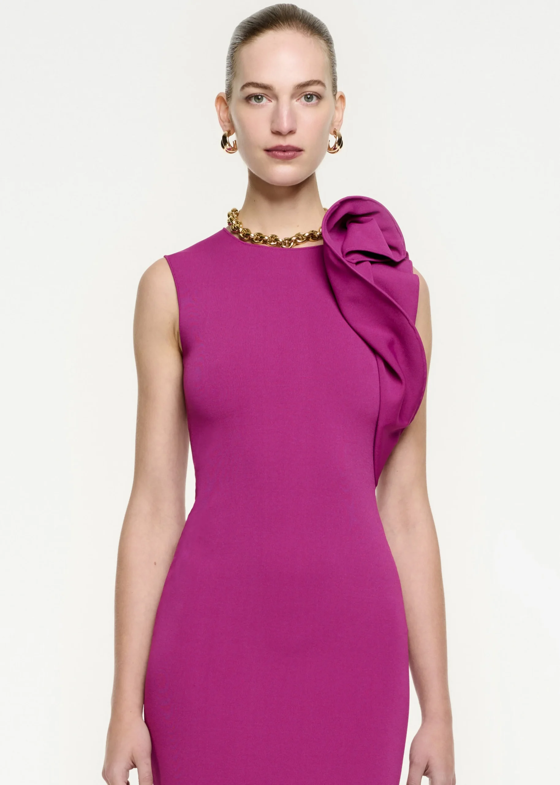 Ready To Wear|Ready To Wear Roland Mouret Structured Drape Knit Maxi Dress Purple