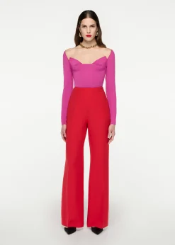 Ready To Wear|Ready To Wear|Ready To Wear Roland Mouret Wide Leg Silk Wool Trouser Red
