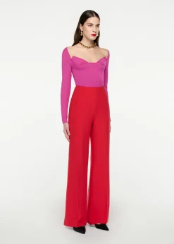Ready To Wear|Ready To Wear|Ready To Wear Roland Mouret Wide Leg Silk Wool Trouser Red