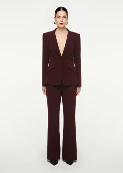 Ready To Wear|Ready To Wear|Ready To Wear Roland Mouret Wide Leg Stretch Cady Trouser Maroon