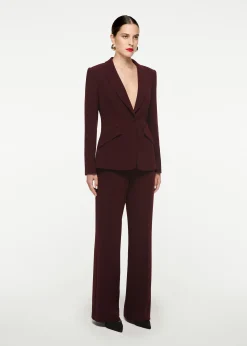 Ready To Wear|Ready To Wear|Ready To Wear Roland Mouret Wide Leg Stretch Cady Trouser Maroon