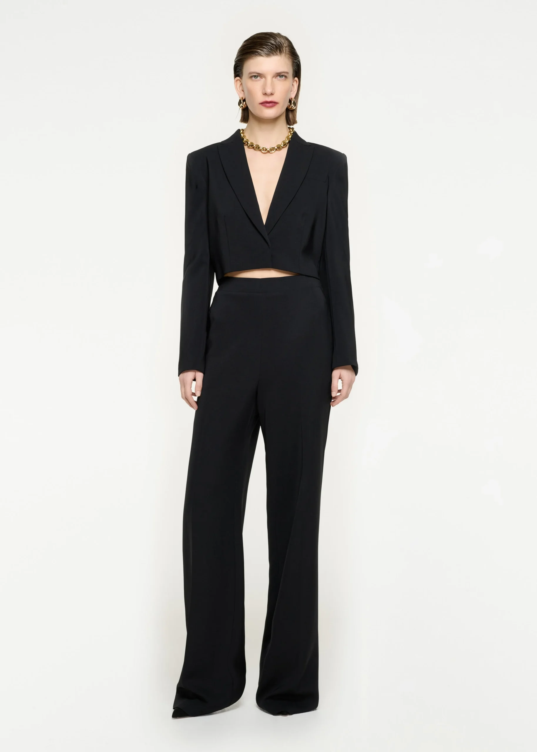 Ready To Wear|Ready To Wear|Ready To Wear Roland Mouret Wide Leg Stretch Cady Trouser Black