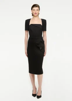 Ready To Wear|Ready To Wear|Ready To Wear Roland Mouret Wool Crepe Midi Skirt Black