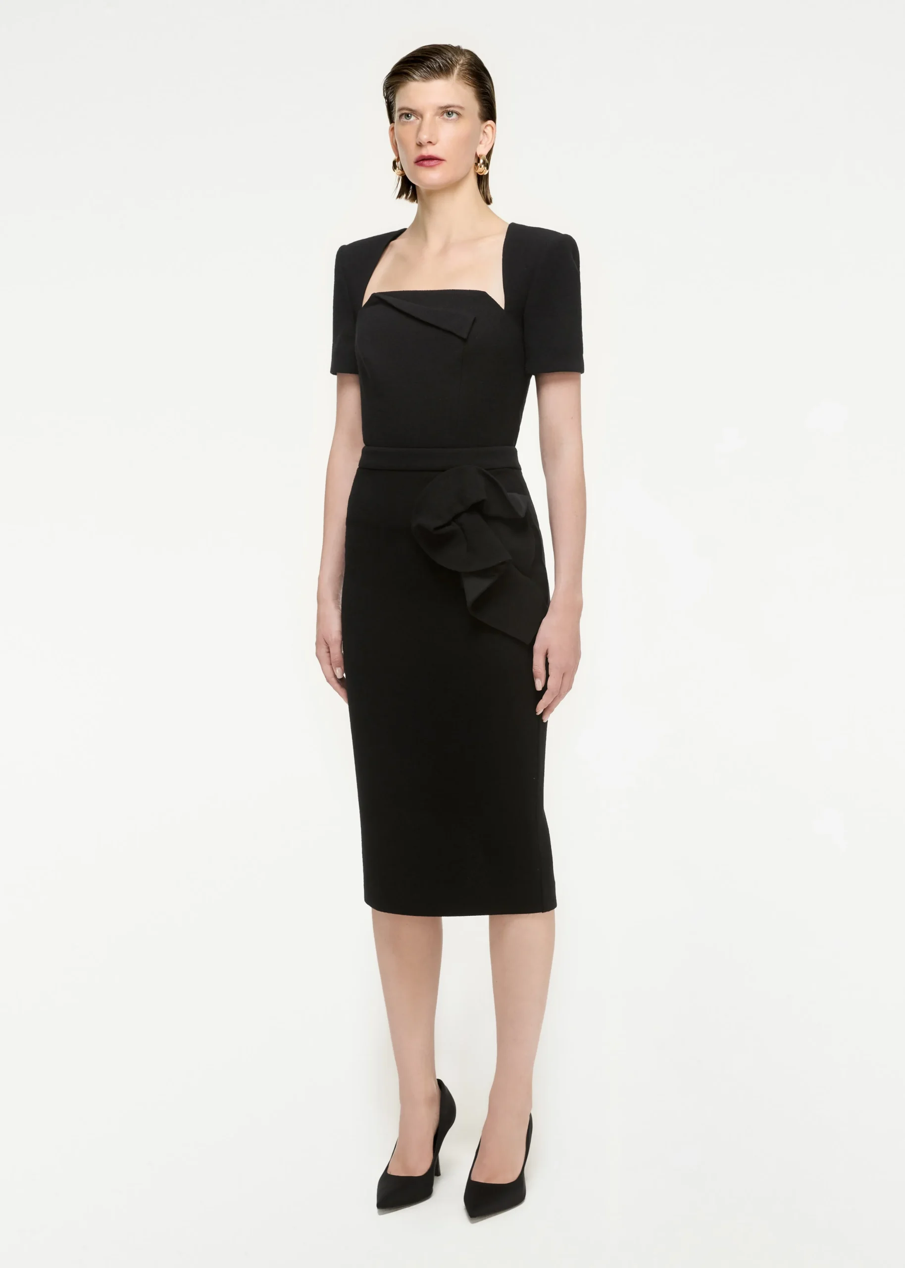 Ready To Wear|Ready To Wear|Ready To Wear Roland Mouret Wool Crepe Midi Skirt Black