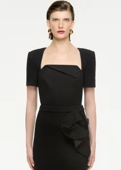 Ready To Wear|Ready To Wear|Ready To Wear Roland Mouret Wool Crepe Midi Skirt Black